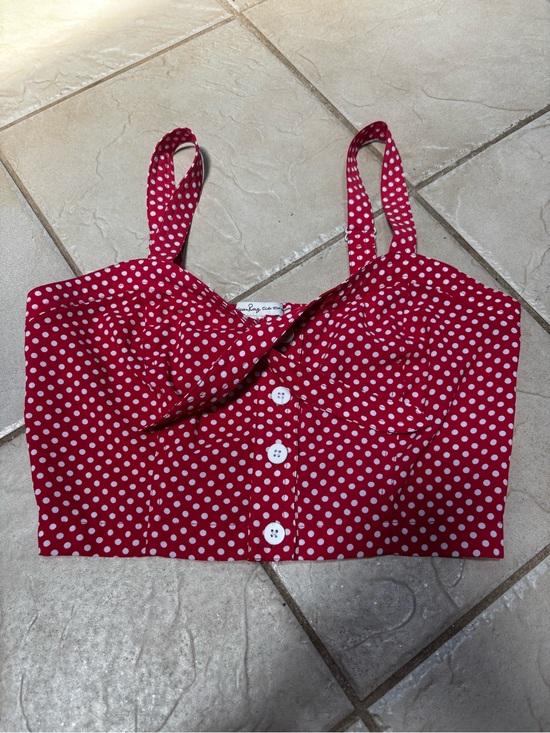 American Rag Tops - American rag red polka dot crop top sz small
